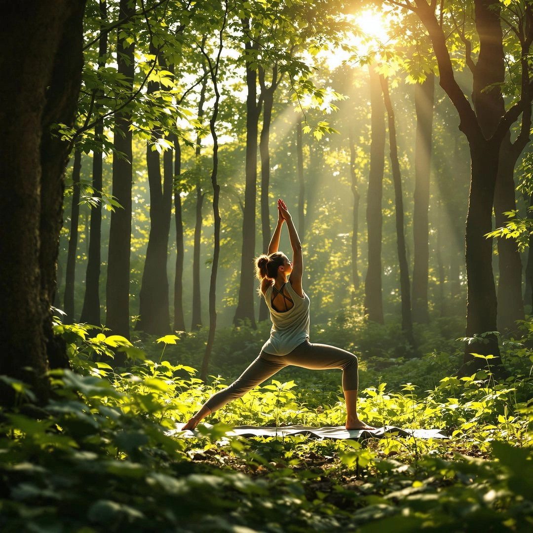 Woman doing yoga in forest