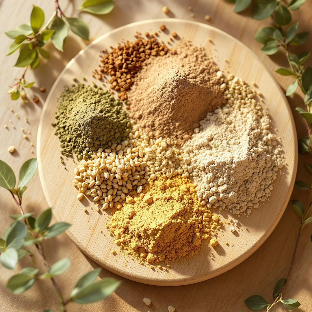 Raw organic products in powder form